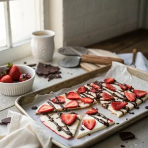 strawberry chocolate greek yogurt bark